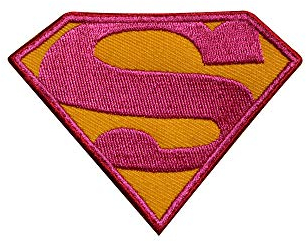Pro Armour Superwoman Aufnäher, 1 Stück, Mittel, Rosa, Superhelden, zum Aufbügeln oder Aufnähen, strapazierfähig, waschbar, DIY in 15 Sekunden, für Jeans, Jacken, Westen, etc.