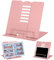 MSDADA Leseständer Buchstützen aus Metall (20 x 15 x 18,5 cm) 6 Stufen Verstellbar, Rutschfest, Buchständer für Schule, Küche und Büro, Buchhalter für Kinder(Moranti Rosa)
