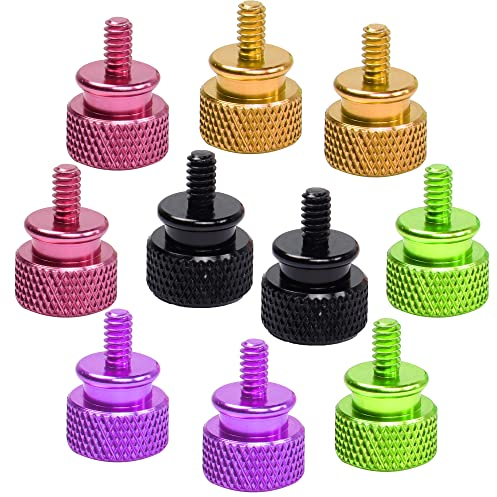 QIANRENON Farbe PC-Schrauben Gehäuse M3,5 x 6,5 mm, 6 # -32 PC Rändelschrauben Gewinde, Aluminium, 5 Farben 10 Stück