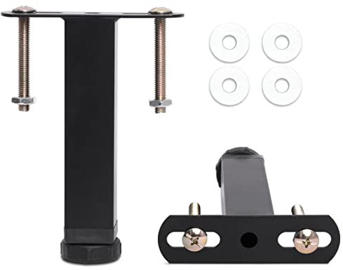 Pieds de Sommier, Pied de Lit, Pieds pour Sommier à Lattes | Hauteur: 25 cm(+2cm) Reglable | Design: Metal Noir | Carré: 3x3cm |pour Les Cadres | avec Boulons M8 | Lot de 2