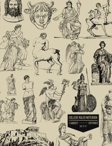 Greek Mythology Notebook: 1 Subject, College Ruled Paper, 120 Pages, 8.5 X 11, Vintage Illustrations, Cream