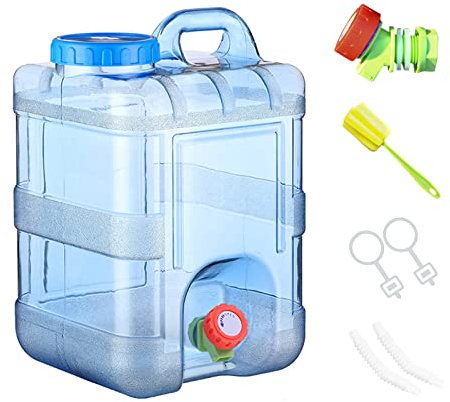 Starnearby Contenedor de agua de 15 litros con grifo, cubo de agua de plástico portátil con grifo, fácil de limpiar, sin BPA, para acampar al aire libre, fiesta, furgoneta, hospital, emergencia
