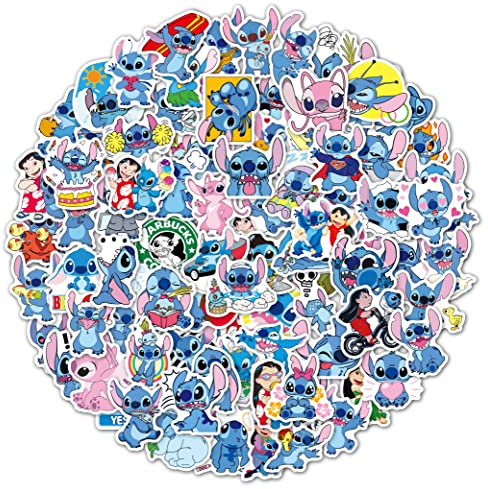 100 PCS Lilo and Stitch Stickers for Water Bottles,Lilo Stitch Anime Cartoon Stickers Water Bottle Stickers for Snowboard Laptop Luggage Motorcycle Bicycle Fridge Kids Teens Gift