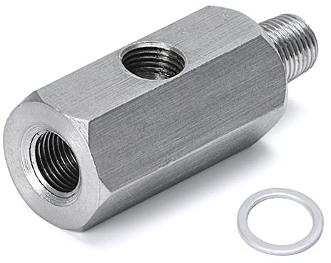 1/8'' BSPT Oil Pressure Sensor Sendor Tee Adapter to 1/8 NPT Gauge T-Piece Stainless Steel