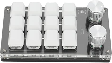 Sorandy Clavier Macro à 12 Touches avec Bouton - Clavier Mécanique Programmable Multifonction pour Bureau Gaming et (Noir Blanc)