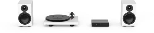 Pro-Ject Colourful Audio System, All in One True Analog HiFi Stereo System mit Plattenspieler Debut Carbon Evo, HiFi Verstärker MaiA S3, Speaker Box 5 S2 2-Wege Monitorlautsprecher, (Weiß Satin)
