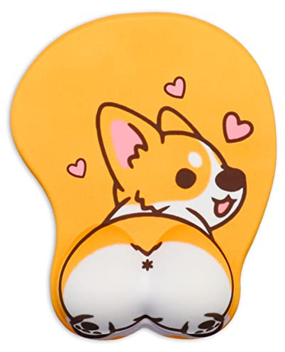 AOKSUNOVA Tapis de souris 3D avec coussin en gel ergonomique avec repose-mains en gel Corgi Chien