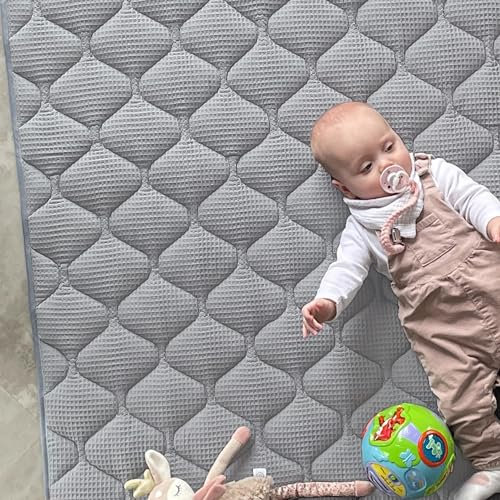 Sanosoft® Krabbeldecke - rutsch- & wasserfest - Öko Tex & Made in Germany 130x150cm Hellgrau