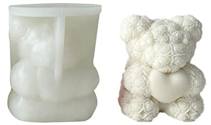 Rosixehird Bear Silikonform, Silikon Kerzenform Fondantform Seifenform Epoxidharz Gießform für Eiswürfel Schokoladenkuchen Kerze