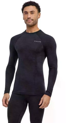 FALKE Herren Wool-Tech Round Neck Funktionsshirt Langarm atmungsaktiv klimaregulierend geruchshemmend nachhaltige Wolle Funktionsmaterial kalte bis sehr kalte Temperatur Funktionsunterwäsche 1 Stück