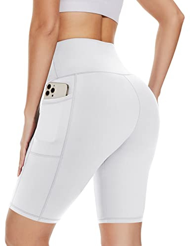 DDOBB Cycling Shorts Women with Pockets High Waist Tummy Control Gym Shorts | Running Shorts Tights Soft Strech Pants for Yoga Biker Black Workout Athletic Shorts