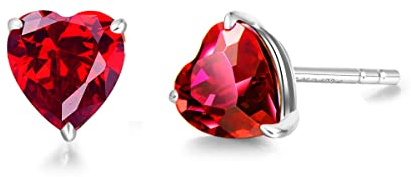 FANCIME Solide 14 Karat 585 Gelb/Weiß Gold Heart Klein Ohrstecker Ohrringe mit Natürlich/Synthetisch Edelstein Schmuck für Damen Mädchen Mama, Größe: 5 * 5 mm