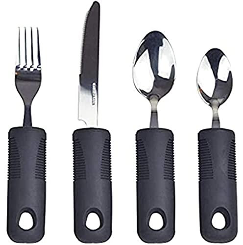 4pcs Easy Grip Cutlery Set, Chunky Handles, Disability Aids, Arthritis Hands Aids Cutlery Adaptive Eating Drinking Utensils
