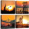 Sungeek 4 Teilig Leinwandbilder mit Holzrahme, Leinwanddruck Bilder 30 x 30 cm, Moderne Wandbilder Kunstdruck Wand Dekoration für Wohnzimmer Schlafzimmer Esszimmer Home Büro (Sonnenuntergang A)