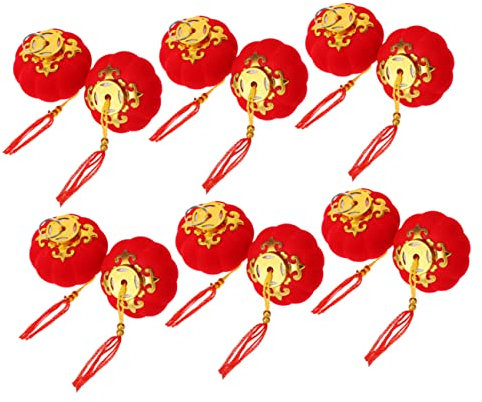 LIFKOME 16st Laternenverzierungen Des Neuen Jahres Chinesische Kleine Laternen Frühlingsfest Laterne Glück Hängende Laternen Bonsai-laterne Neujahrslaternen Beflocktes Tuch China Haushalt