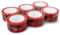 versando 6x geräuscharmes Packband Vorsicht Glas rot 66m Klebeband zum Verpacken von Paketen + Kartons - starke Klebekraft leise abrollend 6 Rollen
