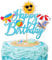 SYKYCTCY 1 Pack Summer Beach Cake Topper Swimming Pool Birthday Cake Pick Hawaii Beach Sun Happy Birthday Cake Decor Tropical Surfing Party Decorations for Summer Holiday Theme Baby Shower Supplies