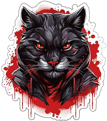 Samunshi Katze Aufkleber Autoaufkleber für Motorrad Fahrrad Roller oder Auto Sticker Fahrrad MTB Mountainbike Rennrad Grunge Schwarz Rot Graffiti (22x25cm Katze)