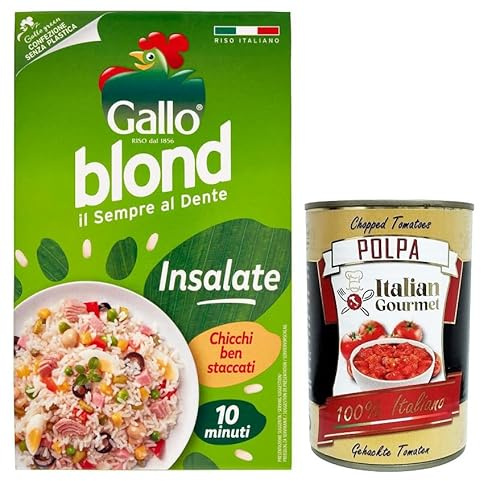 Italian Gourmet Riso Blond Insalate riso italiano Reis Salat 10 Min 1 x 1kg | Chicchi selezionati ideali per piatti freddi, kocht schnell und bleibt körnig, Gesamtnettogewicht 1 kg + Kostenlos Polpa 400g