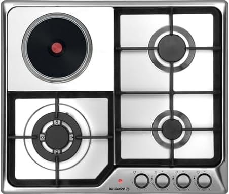 DE DIETRICH Plaque mixte DPE3601XM, 3 gaz + 1 électrique, Inox