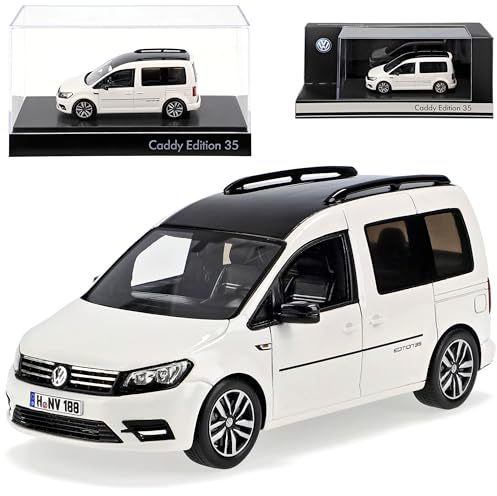 Generisch Volkwagen Caddy Edition 35 Weiss Modell 2003-2020 Version ab 2016 1/43 Minichamps Modell Auto mit individiuellem Wunschkennzeichen