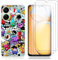 Funda para Xiaomi Redmi 13C 4G / Xiaomi Poco C65 con 3 Piezas Cristal Templado Protector de Pantalla, Colores Suave TPU Protectora Carcasa