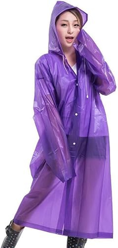 Boolavard Adult Unisex Reusable Waterproof Rain Coat Portable Rain Jacket Poncho for Outdoor 150 * 65cm (UK, Alpha, One Size, Regular, Regular, Purple)