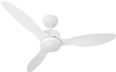 Abrila - Ventilador DC SERPA | Color Blanco con tres Aspas | con 6 Velocidades Ajustables | con 3 Temperaturas de Luz | Temporizador y Regulador de Intensidad | Mando a Distancia Incluido