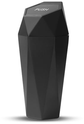Adunsiaoto Mini Portable Auto Rubbish Bin with Lid, Car Trash Can, Car Universal Garbage Bin, Mini Car Garbage Bin For SUV, Truck, Universal Cars Accessories(Black)