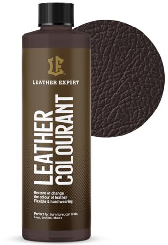 Sehr Deckend Wasser Lederfarbe Dunkelbraun - 250 ml Leather Paint für Natur und ÖkoLeder - Leather Dye Ohne Alkohol für alle Lederaccessoires - Reißt oder Blättert Nicht ab