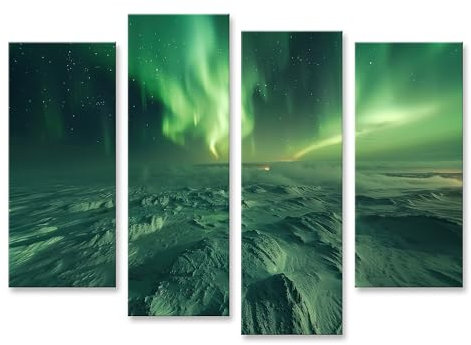 islandburner Bild auf Leinwand Nordlichter tauchen die schneebedeckte Tundra in mystisches Grün Wohnzimmer Alaska-Reisebüro Wandbilder Bilder