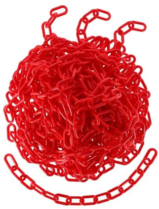 TIBU Absperrkette Kunststoff Warnkette Kunststoffkette 8 mm Stärke - Rot - Länge 50 cm
