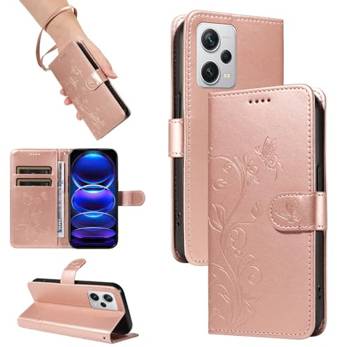 SRISHP Cover per Redmi Note 12 Pro Plus 5G Custodia, Oro Rosa | Magnetica Cover a Libro, Portafoglio con Slot per Schede, Custodia in PU Pelle, Supporto Stand Cover