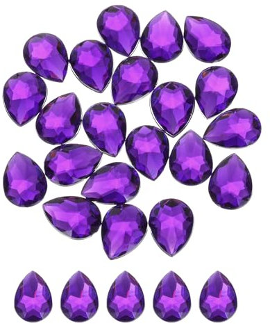 QUARKZMAN 20pz Gemme a Goccia in Acrilico con Retro Piatto 18x25mm Pietre Artificiali per Creazioni Fai da Te Gioielli Pittura del Viso Matrimonio Viola Profondo