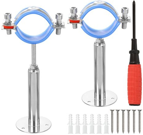 QUARKZMAN 2 Stück Rohrhalterung, Edelstahl Wandhalterung Deckenhalterung Rohrschellen Schlauchschellen, Höhenverstellbar 100-150mm für Außendurchmesser Rohr 48-51mm