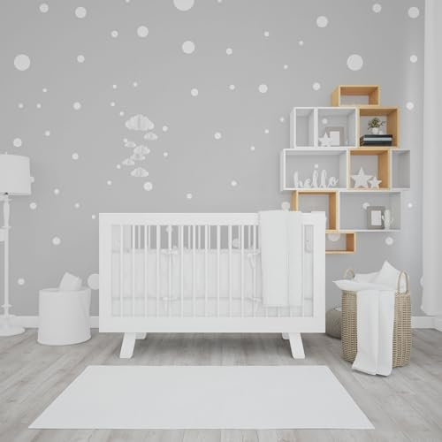 Polymedia 4er Set DIN A4 Stickerbögen mit insgesamt 240 Kreisen als Wandaufkleber, Bubbles und Kreise in 3 Größen, Dots, Wandtattoo, Klebepunkte, Aufkleber für Kinder und Babyzimmer, Sticker Weiß