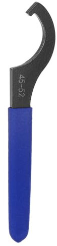 sourcing map C Hook Spanner Wrench 45-52 Nut Shock Wrench Steel Chuck Nut with Blue Non-Slip Handle for Lathe Clamping