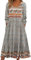 ABINGOO Damen Langarm Herbstkleid Rundhals Midikleid Lang Boho Freizeitkleid Lose Knielang Kleider Strandkleider Blumenkleid mit Taschen(Z-Grau,S)
