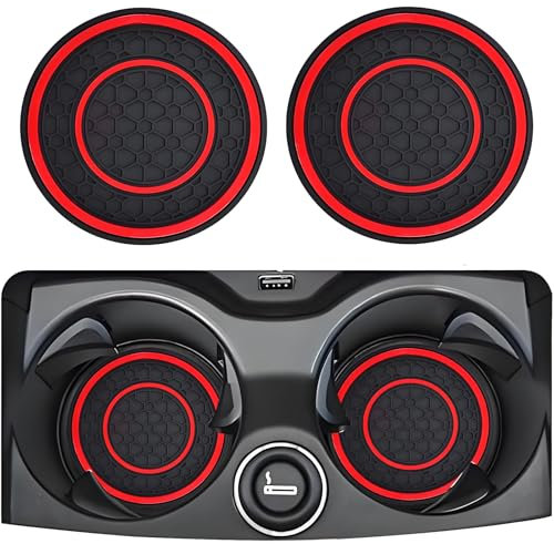 VBGURR Auto Getränkehalter Einsatz, Universelle Auto Getränkehalter Untersetzer Anti-Rutsch Auto Untersetzer für Kaffeebecher Autozubehör Innenraum, 2 Stück (Rot)