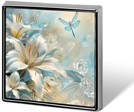 Broche carrée personnalisée avec fleurs de lys et libellule pour robe, veste, sac à dos, accessoires, style