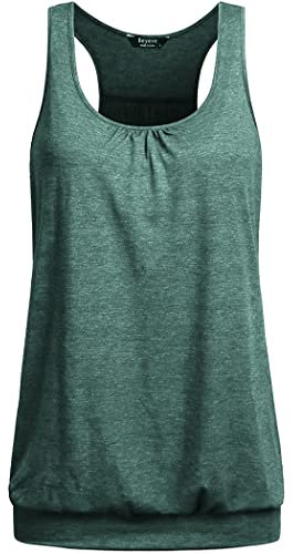 UNibelle Damen Sport Tanktop Ärmellos Shirt Top Atmungsaktive Yoga Tank Top Fitness Oberteil Racerback, Dunkelgrün, S