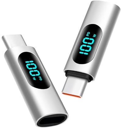 leizhan Adattatore da 100W Lightning Femmina a USB-C Maschio (confezione da 2), Adattatore USB C Lightning, Adattatore per Trasferimento dati per Smartphone, Computer, Non Per Audio/OTG - Argento