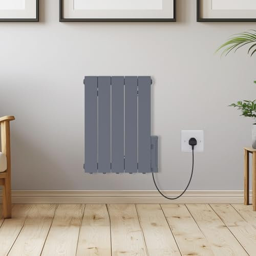 Warmehaus 900W Anthracite Oil Filled Radiator, 24/7 Day Timer Electric Radiator Heater, Adjustable Thermostat Control Wifi Connection & Child Lock