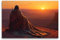 CALVENDO Premium Textil-Leinwand 120 x 80 cm Querformat Stiller Wächter des Abends: Ein Indianer im Sonnenuntergang | Wandbild, HD-Bild auf Keilrahmen, Wanddekoration, Kunstdruck von artefacti