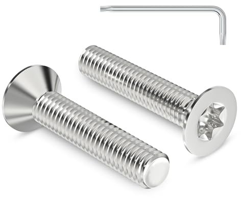 Zuyya 20 Stück M4 x 20 mm Senkschrauben Torxantrieb Edelstahl A2 Schrauben Vollgewinde mit Torx Schlüssel