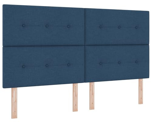 vidaXL Modernes gepolstertes blaues Kopfteil für Betten Höhenverstellbar Wandmontiert Glatte Textur Langlebiger Polyester-Stoff Einfache Montage Ideal für Erwachsene Schlafzimmer Dekorative Wohnmöbel