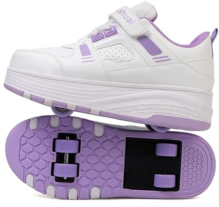 Skridsko Schuhe mit Rollen für Jungen & Mädchen, Outdoor Turnschuhe mit Rollen für Kinder, 2-in-1 Rollschuhe Schuhe mit 4 Rollen für Ostern Geburtstag Weihnachten