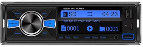 RDS Autoradio Bluetooth avec Port de Charge Type‑C, FM/AM Poste Radio Voiture Bluetooth 5.0, 4x65W Autoradio 1 Din Supporte Main Libre/2 USB/AUX/SD/TFEQ/DSP/MP3 Player, 7 Couleurs Éclairage