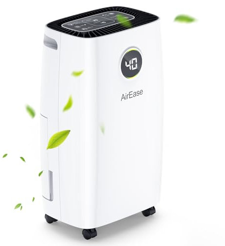 Luftentfeuchter Elektrisch mit 12L/Tag Raumentfeuchter,Entfeuchter Wohnung mit LED Display und Steuerung,Ablaufschlauch,Timer,Gegen Feuchtigkeit,Schimmel,Dehumidifier Raumgröße ca.108m³ für Keller