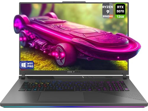 ASUS ROG Strix G18 Gaming Laptop, AMD Ryzen 9-8940HX, 32 GB DDR5 RAM, 1 TB PCIe SSD, 18 2.5K (2560x1600) Nebula Display 240Hz, Nvidia G-Force RTX 5070, tastiera RGB a 4 zone, W11 Pro, Grigio Eclipse